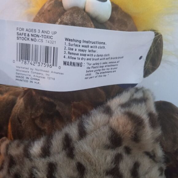 VINTAGE Rare Manimals Plush Caveman 15" Stuffed Doll Toy With Tags - Picture 4 of 8